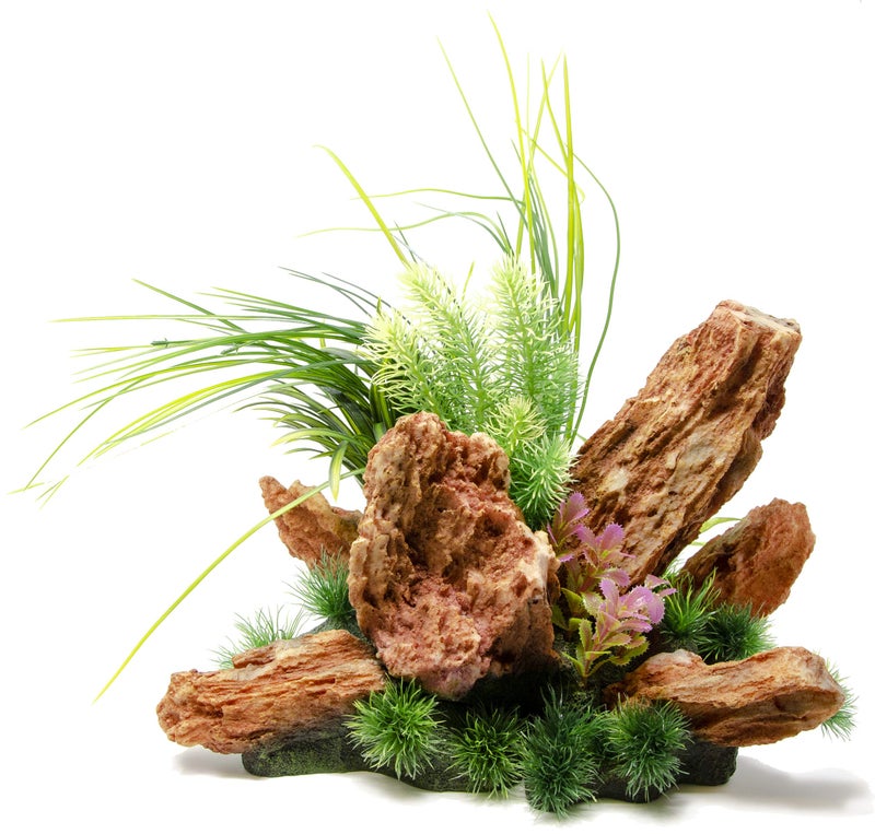 Penn Plax Penn-Plax Presents Insta-Aquascape, Large Aquarium Ornament Collection â€“ The Under Water Oasis, A 3 Piece Set of Interlocking Plants and Rocks for a Fully Decorated Tank - Image 1